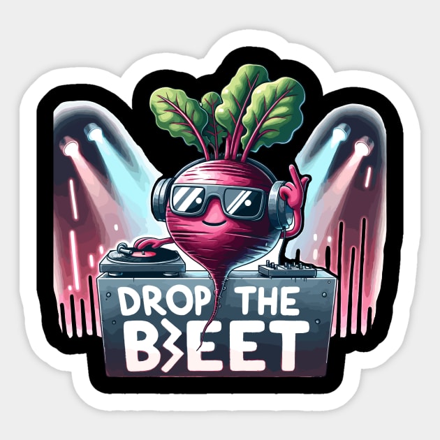 Drop the Beat DJ Beet (Back Print) Sticker by DoodleDashDesigns